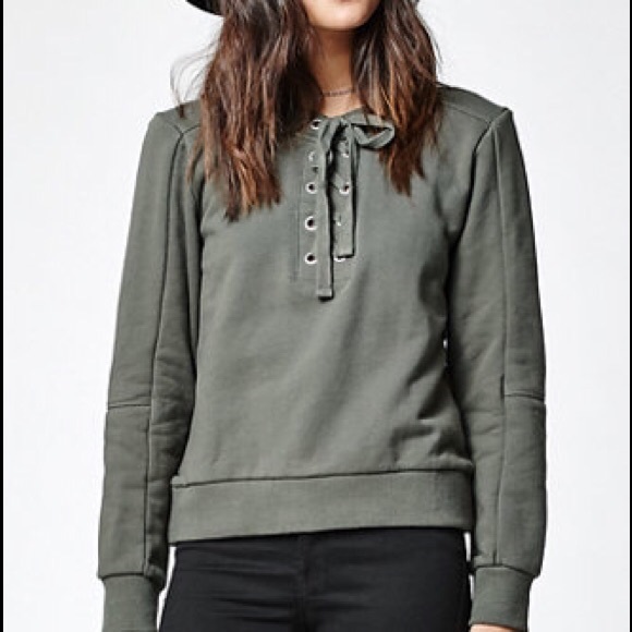 L.A. Hearts Lace-Up Sweatshirt - Picture 1 of 6